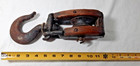 Antique Vintage Wood Pulley Block Tackle Iron Metal Sheave Hook Farm Barn Tool