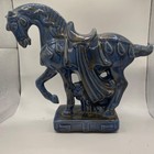 Tang Dynasty Style Ceramic Horse Vintage Blue Grey Mcm Excellent Condition 9inch