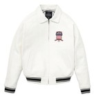 Men Avirex White Real Bomber American Flight Jacket Leather Jacket Fast Shipping