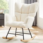 Rocking Chair Nursery  Modern Teddy Upholstered Glider Rocker With High Backrest