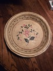 Antique Primitive Xl Paper Mache Floral Bowl Hand Painted 11-1 2  1930s Sw