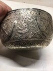 Antique Burmese Silver Repousse Bowl With Rabbit Hallmark 4 5 8    Diameter