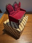 Nib Vintage Concord Miniatures Victorian Couch Settee Red Velvet Sofa Real Wood