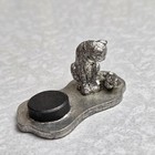 Metzke Pewter Cat   Butterfly Magnetic Thimble Holder With Thimble 1978 Vintage