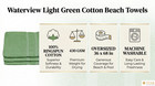 6 Piece - Hotel   Spa Pool Beach Towels 100  Ring Spun Cotton Solid Green