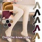 Women Wool Cashmere Over Knee Thigh High Socks Warm Knitted Thigh Stockings