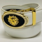 Us  Comfort Click Leather White Belt Automatic Slide Adjustable Xmas Men Gift