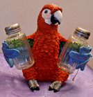 Vintage  2010  Collectable  Parrot Salt   Pepper Shaker Holder With Containers