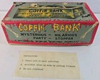 Vintage Yone Japan Tin Litho Coffin Bank Skelton In Original Box Tested Working 