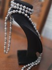 Rwm Gray Faux Pearl Necklace With Oval Cameo Pendant  White gray Stone