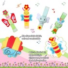 Jerify 4 Pcs Baby Wrist Rattles Animal Pattern Newborn Rattle Wrist Foot Toy For