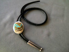 Vibrant Southwestern Native American Royston Turquoise Sterling Silver Bolo Tie