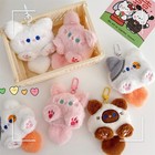 Squeak Long Tailed Cat Plush Keychain Cute Soft Stuffed Cat Keyring Bag Ornam-yg