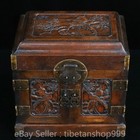 10  Old Chinese Huanghuali Wood Hand Carving Bird Flower Pattern Jewelry Box