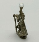 Vtg Cuter Pewter Wizard With Staff  Detailed Stars And Moon Robe  Crystal Ball