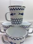 Golden Rabbit Enamelware Latte Coffee Or Tea Mugs 16 Ounce Fish Camp Set Of 4