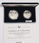 1991-1995 Ww2 50th Anniversary  1 Silver Commemorative 2 Coin Set Ogp  1   50c 