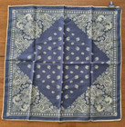 Sera  Fine Silk Italian Silk Cotton Blend Navy Floral Ornate Pocket Square New