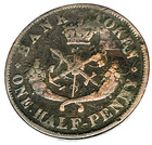   C3468  Bank Of Upper Canada  Token     One Half Penny   1854 Stamped    Msm  
