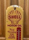 Shell Motor Oil Thermometer Sign Sold Here Gas Garage Vintage Style Wall Decor
