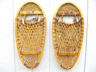 Pair Of Vintage 28  Bearpaw Snowshoes Hardwood And Rawhide W  Leather Bindings