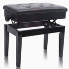 Griffin Premium Antique Piano Bench   Adjustable Black Solid Wood Frame Leather