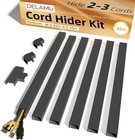 85in Black Cord Hider Self-adhesive Cable Cover Raceway Kit For Tv Wires On Wall
