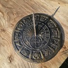 Vintage 80 s Solid Heavy Brass Zodiac Sign   Sundial Clock  13 Wall Hanging