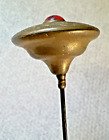 Antique Red Stone Brass Floral Hatpin 10 5  Long Victorian Cottage Core Hat Pin