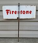 Rare Vintage Firestone Tires Spinner Advertising Sign Oil Gas Pump Topper 2 Side