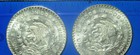 2 Large Bu 1957-1967 Silver Mexico Un Peso Coins  Jose Morelos  Eagle   Snake  