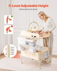 Foldable Baby Changing Diaper Station With Side Basket   Hanging Rod Beige