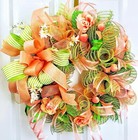 Spring Summer Peach Front Door Wreath Large 24  Handmade Deco Mesh Floral  Decor