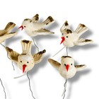 9 Vtg Flocked Glitter Birds Floral Picks Chic Shabby Arts Crafts Florist Flower