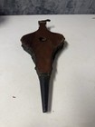 Vintage Wood And Leather Fireplace Bellows Hand Blower Crest Carved Hearth Tool