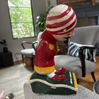 Vintage 12 In Air India Hand Carved Wooden  Figurine