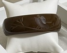 Bakelite Bracelet Carved Bird Bangle Toffee Coffee Brown