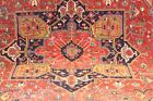 19th Century Antique Heriz Bakhshayesh Rug  Jewel Color Orange  Yellow  Blue  