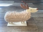 Pink Zebra Elwood Elk Wood Animal Shaped With Brown Wool Felt Antlers Decoration