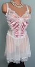 New Shiny Satin   Frilly Lacy Nightie 2x Babydoll Negligee Chiffon Sheer 2pc