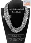 Wholesale Bulk 316l Stainless Steel Rope Chain 16  18  20  24 Inches Necklace