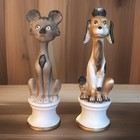 Vintage Dog And Cat Or Mouse Or Catmouse Figurines Knick Knacks Set Of 2 Mcm 6   