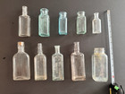 Antique Medicine Pharmacy Bottles Lot 10 Embossed Pa Ny Green Clear Glass Vtg