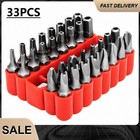 33 Pcs Tamper Security Torx Bit Set Hex Head Drill Extension Screwdriver Bits Us