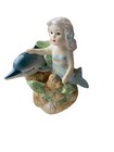 Vintage Mermaid   Dolphin Ocean Scene Figurine Sea Shell Beach House Home Decor