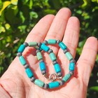 Vintage Sterling Silver Turquoise Bead Ankle Bracelet Blue Green Southwestern