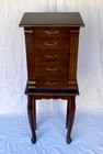 Vintage Wooden Queen Anne Style Jewelry Armoire - Lined Jewelry Compartments