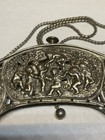 Vintage Silver Repousse Cherubs Purse Handle  Leaves fruits