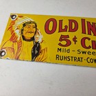 Vintage Tobacco Porcelain Sign - Old Indian Cigars Gas Cigarette Pump Sign