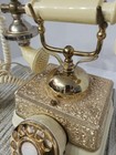 Vintage Antique Rotary Dial Telephone Ornate Decorative Metal Case With Cords